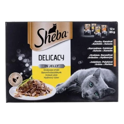 Image de Sheba Delikatesse nourriture humide pour chat en gelée, 12 x 85 g de humide, volaille variante avec canard, poulet, et dinde