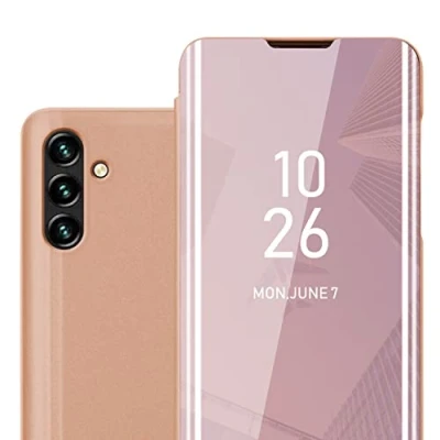 Image de cadorabo Coque Compatible avec Samsung Galaxy A13 5G en KUNZIT Rose Housse Protection Miroir Clear View Pochette de Fonction Support à 360 Degrés