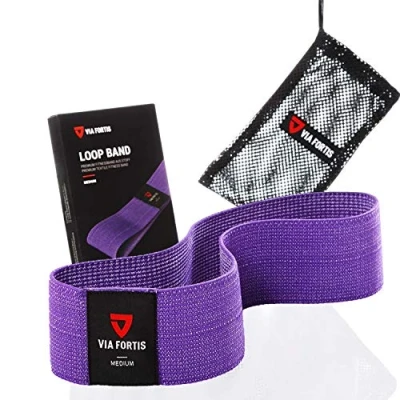 Image de VIA FORTIS® Booty Band Loop en Tissu [antidérapant &amp; indéchirable] Bande de Fitness/Gymnastique Set ou Individuellement pour Les Jambes, Fesses et Bras Textile au Lieu Caoutchouc