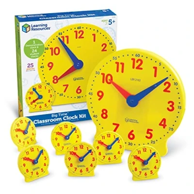 Image de Learning Resources LER2102 Kit d&#039;Horloges Big Time pour la Classe, 38,6 x 33,5 9