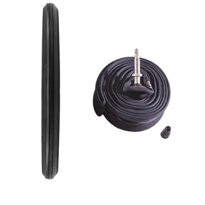 Image de cyclingcolors Pneu + Chambre à air 19&quot; 1 3/4 X 19 Avant et arrière Compatible avec Solex 2200 3300 3800 nervuré Noir REINF 21B TT