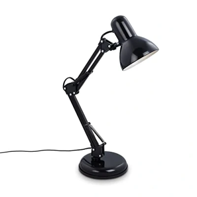 Image de Briloner lampe de bureau orientable, table avec interrupteur à fil, rétro douille E14, 546x224 mm (DxH), noir