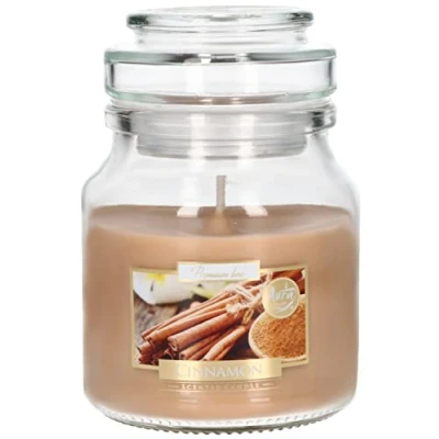 Image de KOTARBAU® Petite bougie parfumée dans un bocal en verre avec couvercle à la cannelle Idée cadeau Aromathérapie Bougies décoratives Durée de combustion jusqu&#039;à 28 heures