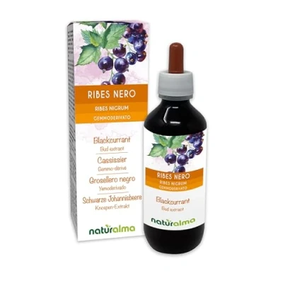 Image de Cassissier (Ribes nigrum) Gemmo dérivé sans alcool à base de bourgeons frais Naturalma Extrait liquide gouttes 200 ml Complément alimentaire Végétalien ou végan