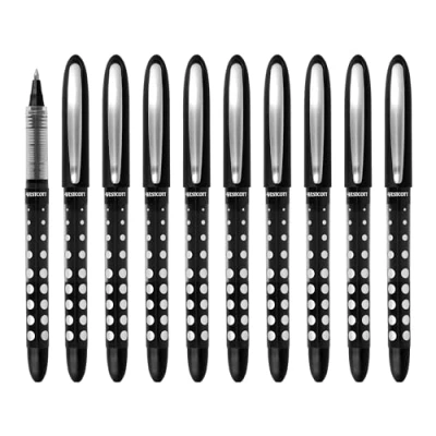 Image de Westcott PULSAR E 730624 00 Lot de 10 stylos roller à encre noire, épaisseur trait précise 0,5 mm, transparent, indicateur niveau, technologie capillaire, poignée ergonomique