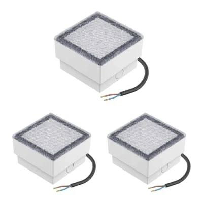 Image de ledscom.de 3 pièces LED pavé encastré de sol CUS pour l&#039;extérieur, IP67, carré, 10 x 10cm, blanc froid