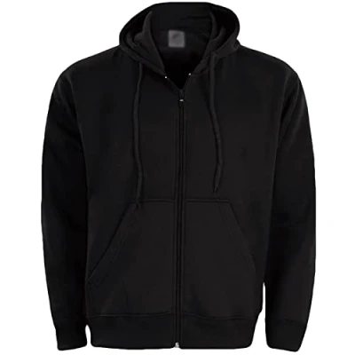Image de True Face Sweat à capuche classique pour homme, confortable avec fermeture éclair, des manches longues poignets côtelés, idéal le week end, tailles S 6XL Noir Medium