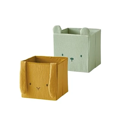 Image de VERTBAUDETLot de 2 bacs Animaux en Gaze cotonlot jauneTU