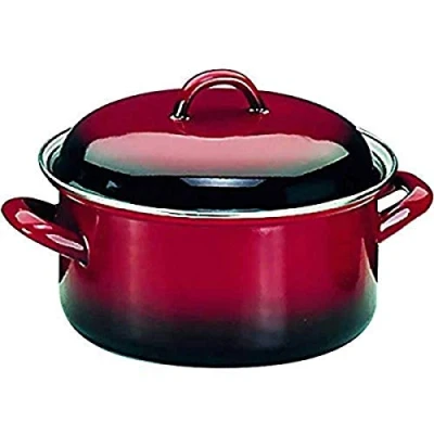 Image de IBILI Marmite droite avec couvercle Volcan, 28 cm, Acier émaillé, Compatible l’induction