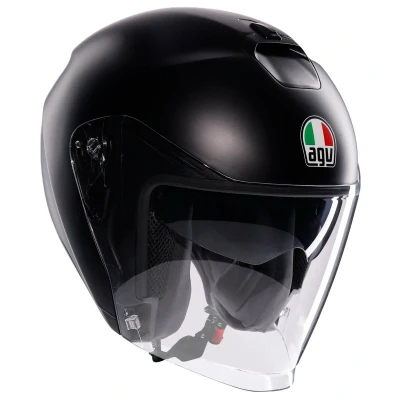 Image de AGV IRIDES E2206, Casque Moto Jet, Open Face Unisex Helmet, Écran Anti Rayures et Protection UV, Matt Black, L