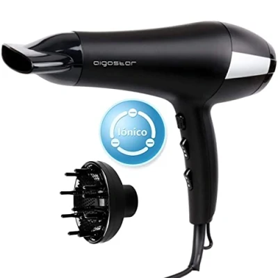 Image de Aigostar Monique 32HIE 2400W sèche cheveux professionnel ionique, 2 vitesses et 3 niveaux de température. Bouton d&#039;air froid, Inclus diffuseur embout concentreur d&#039;air. Design exclusif.