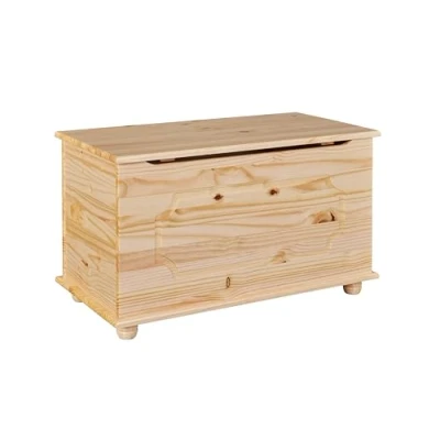 Image de Inter Link Coffre à jouets en bois massif Malle de rangement Banc avec couvercle rabattable Laqué naturel Emel