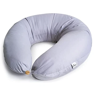 Image de Niimo Coussin de Grossesse et d&#039;allaitement XXL Housse Maternité 100% Coton, Distingué par Deux Prix en 2022, Lavable, (Gris)