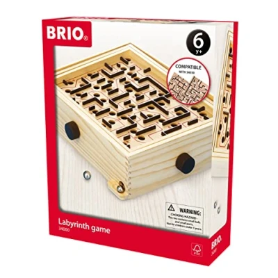 Image de BRIO 34000 Jeu de Labyrinthe (L&#039;original) d&#039;adresse en bois 1 joueur Développe la motricité fine et coordination Sans pile Pour enfants adultes dès 6 ans