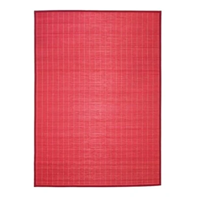 Image de Thedecofactory Bali Chic Tapis en Bambou à Lattes et ganse Rouge 133x180