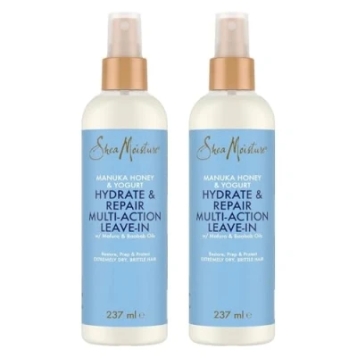 Image de SheaMoisture Multi Action sans rinçage Hydrate &amp; Repair pour les cheveux extrêmement secs et fragiles Miel de Manuka Yaourt 2 x 237 ml