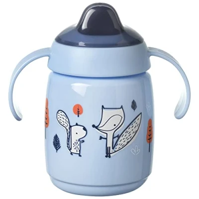 Image de Tommee Tippee Superstar Sippee, Tasse d&#039;Entraînement à Bec avec la Technologie INTELLIVALVE 100% Étanche et Anti Secousse Antibactérienne BACSHIELD, 6m, 300 ml, Bleu 447822