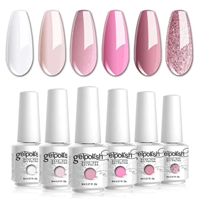 Image de Vishine Lot de 6 Vernis à Ongles couleur différentes Semi Permanent Gel UV LED Soakoff Manucure kit C001