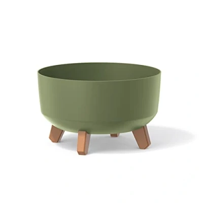 Image de Pot de fleurs bas 6,8L avec pieds amovibles et insert 285 mm, Vert