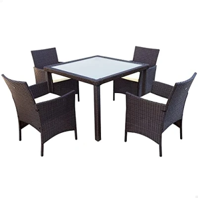 Image de Ensemble table + 4 chaises Aktive Blanc Rectangulaire Métal