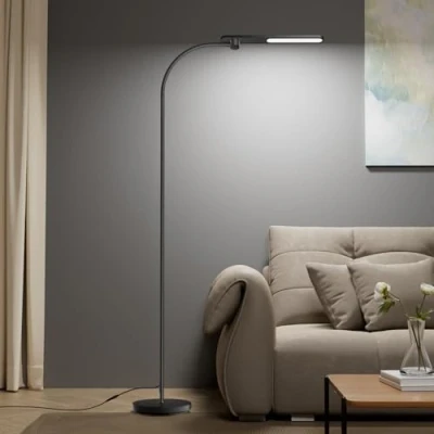 Image de Honeywell Lampe sur Pied LED,F4 Sunturalux™ Lumière Ultra Brillante à Gradation Continue,Design Moderne avec Col de Cygne pour Éclairage Doux,Lampadaire Réglable Lecture et Salon Chambre(Noir)