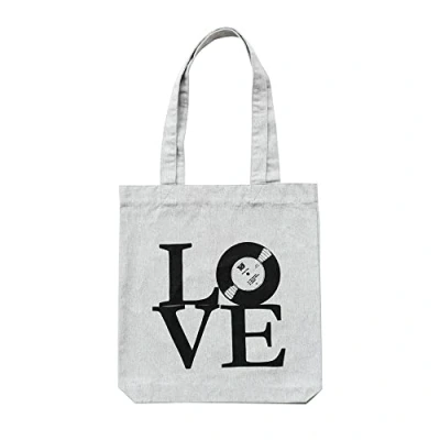Image de Grupo Erik Tote Bag Gris LOVE Coton Bio 37 x 39 cm Sac Fourre Tout Reutilisable, de Courses, en Tissu, Plage, Cabas