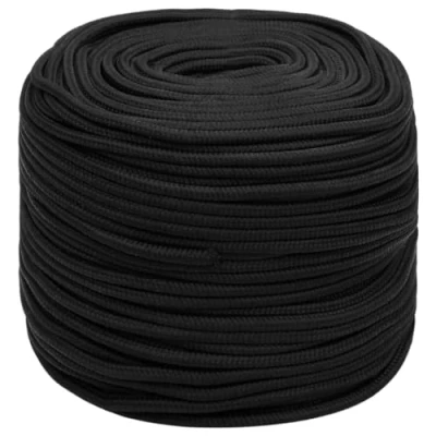 Image de vidaXL Corde de Bateau Levage Câble d&#039;Amarrage Ancrage Navire Lignes Gréement à Linge Noir Complet 6 mm 50 m Polypropylène
