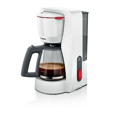 Image de Bosch MyMoment TKA3M131 Machine à café filtre carafe en verre arrêt automatique AromaPlus fonction Anti Goutte maintien au chaud détartrage facile Couleur : Blanc