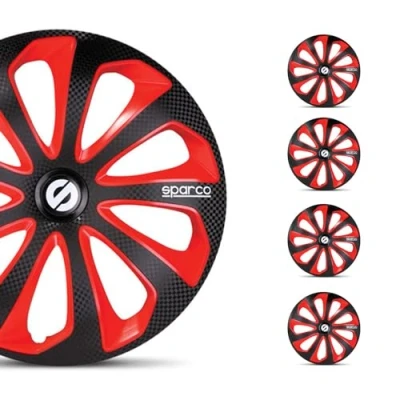 Image de SPARCO Sicilia SPC1575BKRDC Enjoliveurs 15Pouce noir/rouge, carbone