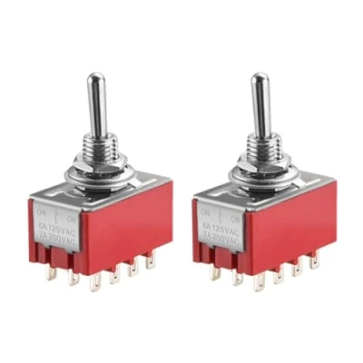 Image de Heschen Lot de 2 interrupteurs à bascule miniatures MTS 403 ON OFF 4PDT 12 broches, A, 250 V, 6 125 V