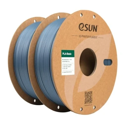 Image de eSUN PLA Filament 1.75mm, Basic Précision Dimensionnelle +/ 0.05mm, 1KG par Bobine, 2 Bobines pour 3D Imprimantes,Gris et Gris