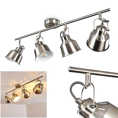 Image de hofstein Plafonnier Safari en métal finitions chrome brossé, luminaire de plafond à 4 spots orientables pour ampoules E14, ampoule(s) non incluse(s)