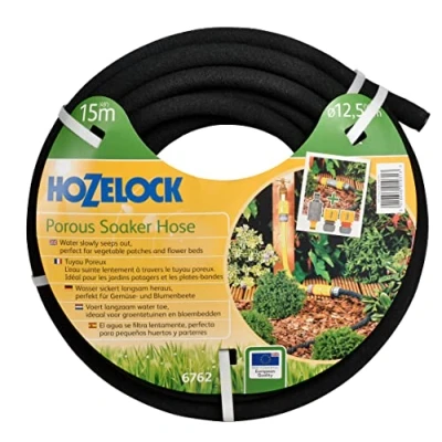 Image de HOZELOCK Tuyau Poreux 15 M : Micro pour un Arrosage Économe, Sans Gaspillage d&#039;Eau. Idéal des Plate Bandes, Jardins Potagers et Serres, Prêt à l&#039;Emploi [6762P0000]
