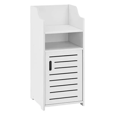 Image de [en.casa] Meuble Bas pour Salle de Bain Colonne Rangement à Porte avec Plusieurs Compartiments Stockage Bois Composite 72 x 32 cm Blanc