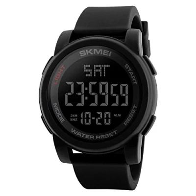 Image de SKMEI Montre numérique pour homme et adolescents avec grand écran, résistante à l’eau 50 ATM, bracelet en résine, fonction chronomètre, alarme, compte rebours DG1257