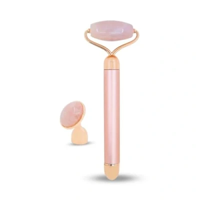Image de Masseur Visage Roller Pierre Quartz Rose Électrique en 100% Naturel Système de Vibration Intégré pour plus d’Efficacité Anti Âge Stimule la circulation sanguine Sun &amp; Sia