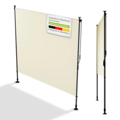 Image de Juskys Store Vertical Barbados 200x310 cm à Pince Extensible, Protection Solaire &amp; Visuelle, Résistant aux Intempéries UV, Déperlant Beige