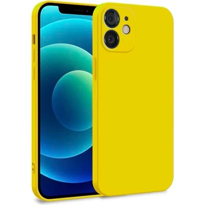Image de MyGadget Coque pour iPhone 12 Mini Case Silicone Souple &amp; Soft Doublure Microfibre Cover TPU Protection Extra Fine Légère Jaune