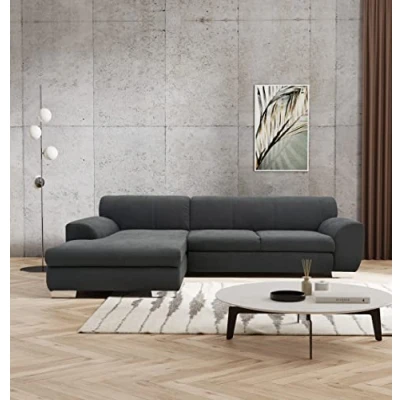 Image de DOMO Collection Nika Canapé d&#039;angle Convertible en Forme de L avec Coussin Moderne 277 x 156 78 cm (l p h) Gris