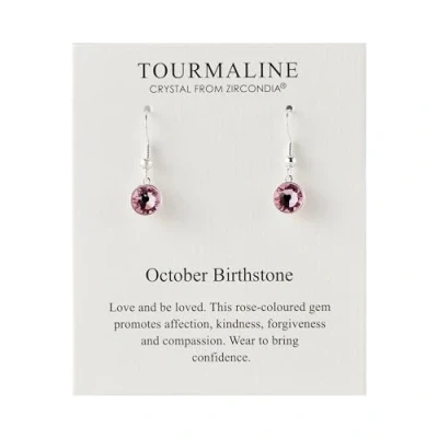Image de Boucles d&#039;oreilles pendantes avec pierre de naissance d&#039;octobre créées des cristaux tourmaline Zircondia®