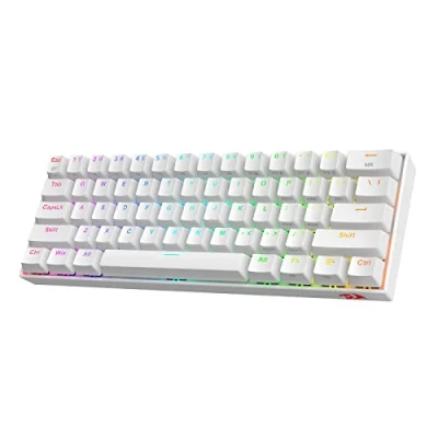 Image de Redragon K530 Draconic 60% Clavier mécanique sans Fil RVB Compact, 61 Touches TKL conçu 5.0 Bluetooth Gaming Keyboard (Blanc Interrupteur Bleu)