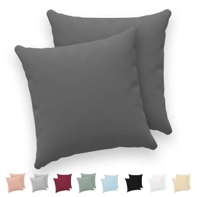 Image de Twinzen® Taie Oreiller 30x30 cm (Lot de 2) 100% Coton Jersey 150 GSM Anthracite d&#039;oreiller Housse Coussin avec Fermeture Éclair Certifié Oeko Tex