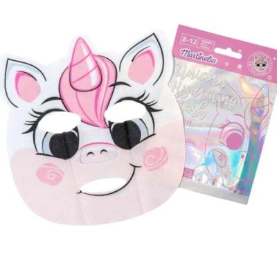 Image de Martinelia Masque Visage Enfant en Tissu Licorne Imprimée Hydratant Amusant pour 8 12 ans Routine Beauté Hydrate la Peau des Petits, Garçon et Fille, Pose Facile 1 Unité