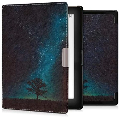 Image de kwmobile Étui Compatible avec Kobo Aura Edition 1 Coque à Rabat magnétique Tablette eReader Similicuir Bleu Gris Noir