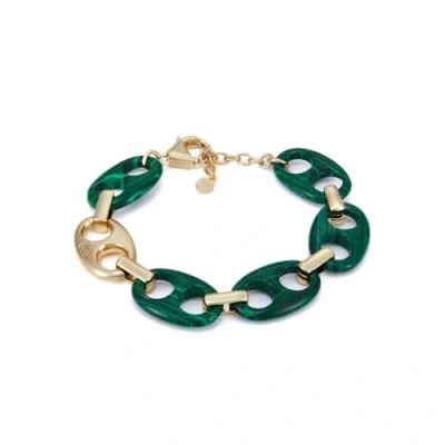 Image de Emporio Armani EGS3146710 Bracelet à maillons reconstitués pour femme Malachite Vert, Eine Grösse, Laiton, Pas de gemme