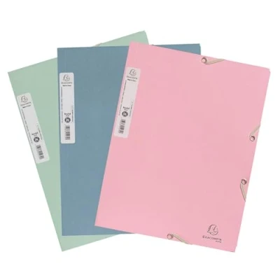 Image de Exacompta Réf. 55239E Carton de 36 chemises à élastiques Autentik pochettes 3 rabats en carte recyclée 400g/m2 dimensions 24 x 32 cm pour documents au format A4 couleurs aléatoires