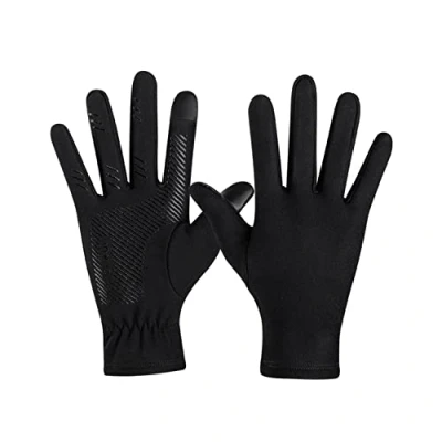 Image de 1 paire de gants à écran tactile, chauds et épais en hiver, tactile antidérapants, coupe vent pour sports plein air, adaptés la conduite, au cyclisme, ski, etc. (L)