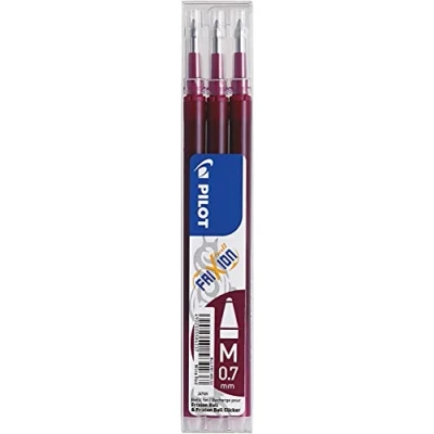 Image de Pilot Pen 2261022F Lot de 3 recharges Frixion Ball Rouge foncé effaçable 0,7 mm