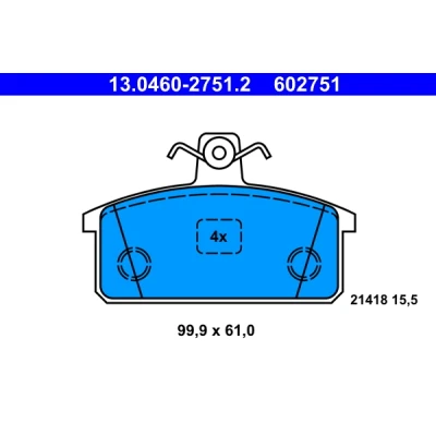Image de ATE 13.0460 2751.2 Jeu de plaquettes frein non préparé pour indicateur d&#039;usure, contact signal d&#039;usure exclu IVECO: Massif Station Wagon