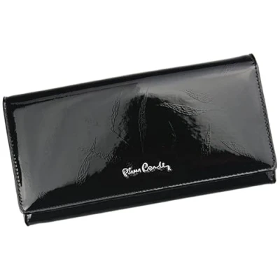 Image de Pierre Cardin Portefeuille élégant pour Femme 100% Cuir laqué Naturel 18,5 x 10 3 cm Peut contenir 9 Cartes 2 Compartiments à Billets 1 Poche Monnaie Couleur Noire
